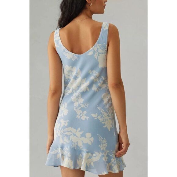 Reformation Rudie Mini Dress in Blue Floral Motif Cocktail Cowl Neck 6 NEW $198 - Picture 4 of 11